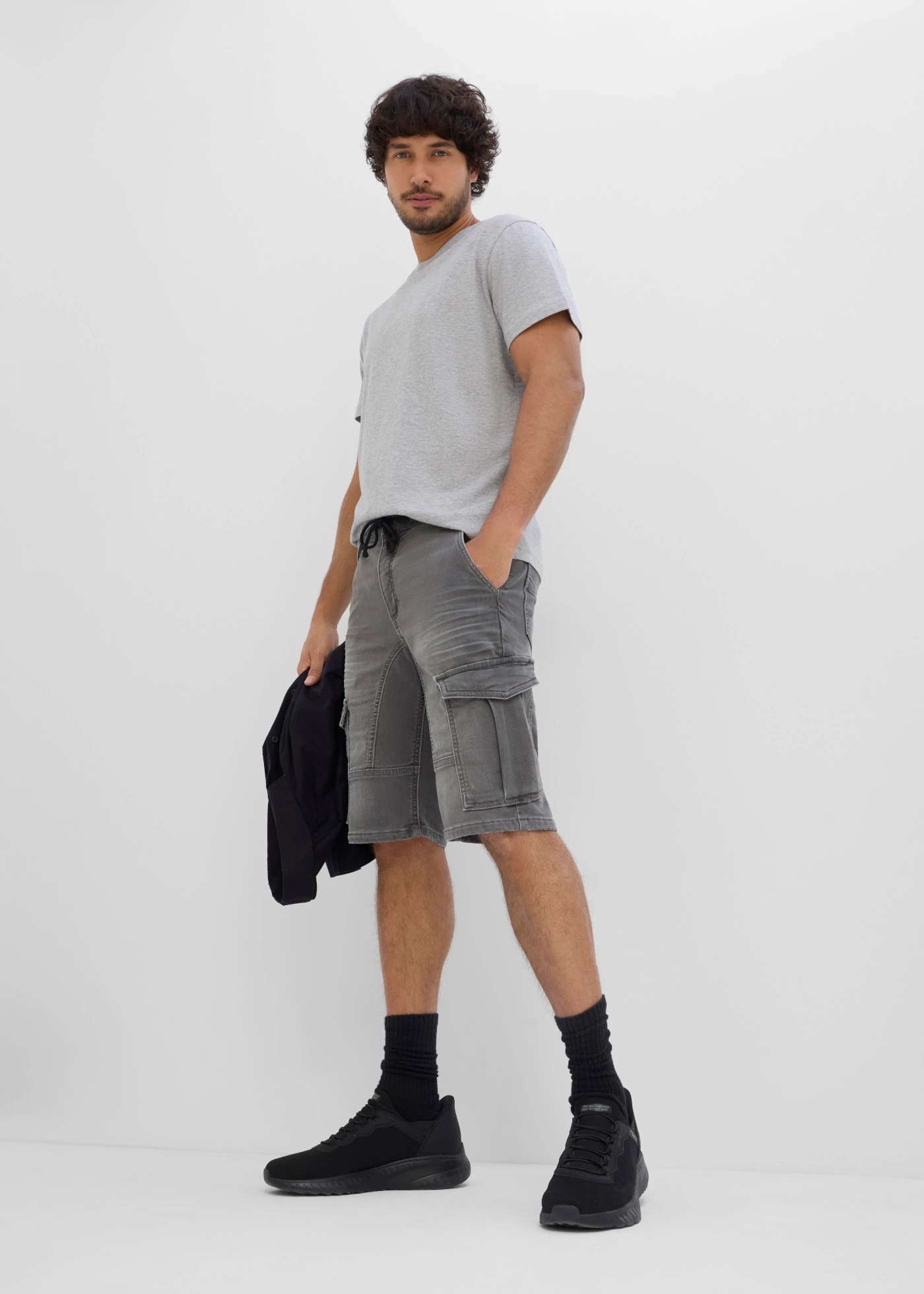 T-shirt (set van 3) • antraciet gemêleerd+lichtgrijs gemêleerd+zwart • bonprix online shop