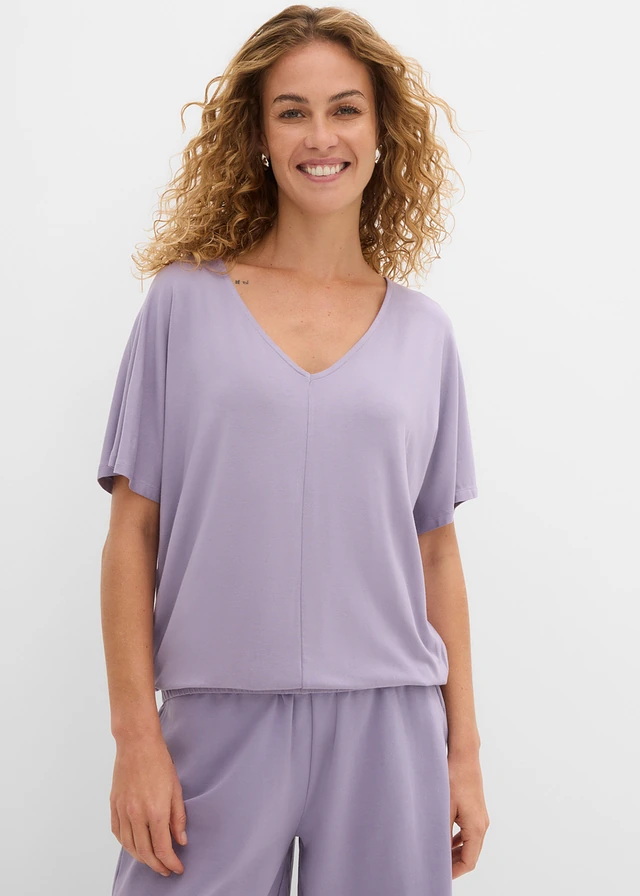 Bluză oversize din mix moale cu viscoză • violet fumuriu • magazin bonprix