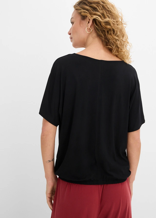 Koszulka oversize z miękkiego materiału z wiskozą • czarny • sklep bonprix