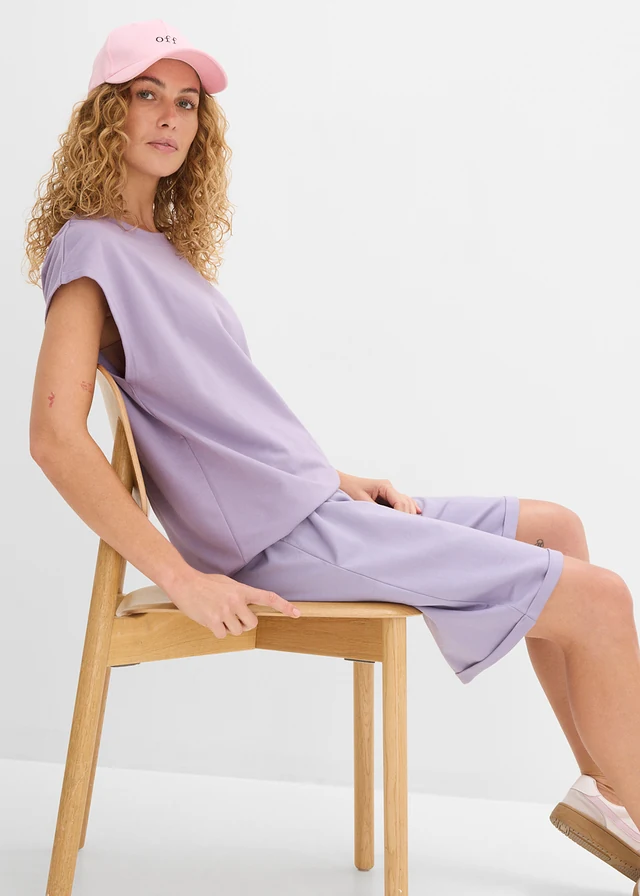 Bluză casual din bumbac 100% • violet fumuriu • magazin bonprix