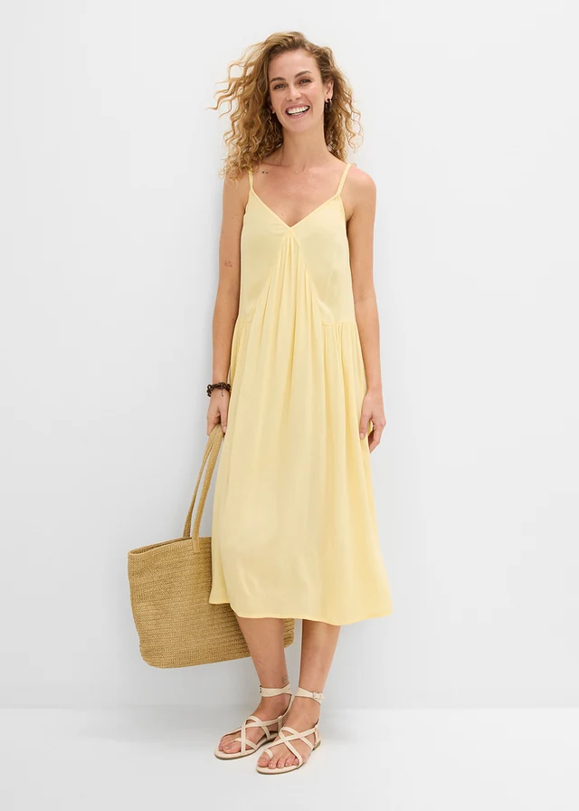 Robe midi en viscose texturée • jaune pastel • product-page.page-title-suffix