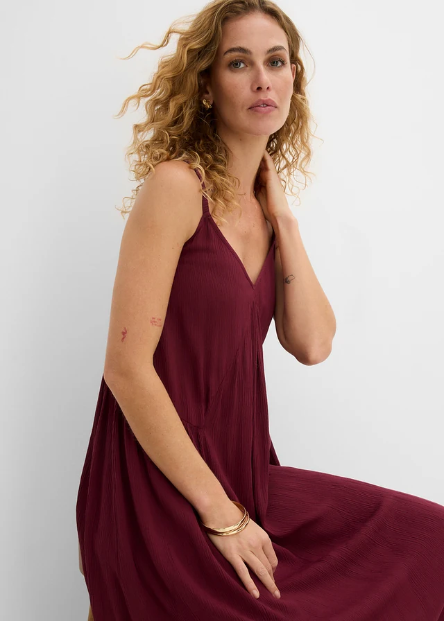 Robe midi en viscose texturée • rouge érable • product-page.page-title-suffix