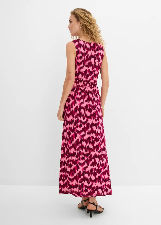 Maxi jurk van een zachte viscosemix • bessenrood-esdoornrood met print • product-page.page-title-suffix
