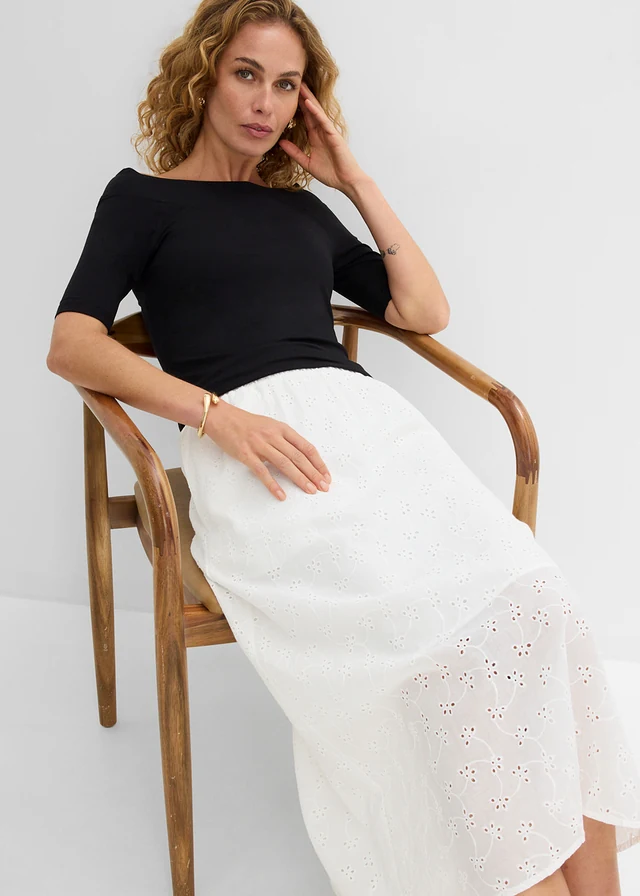 Midi rok van puur katoen • wolwit • product-page.page-title-suffix