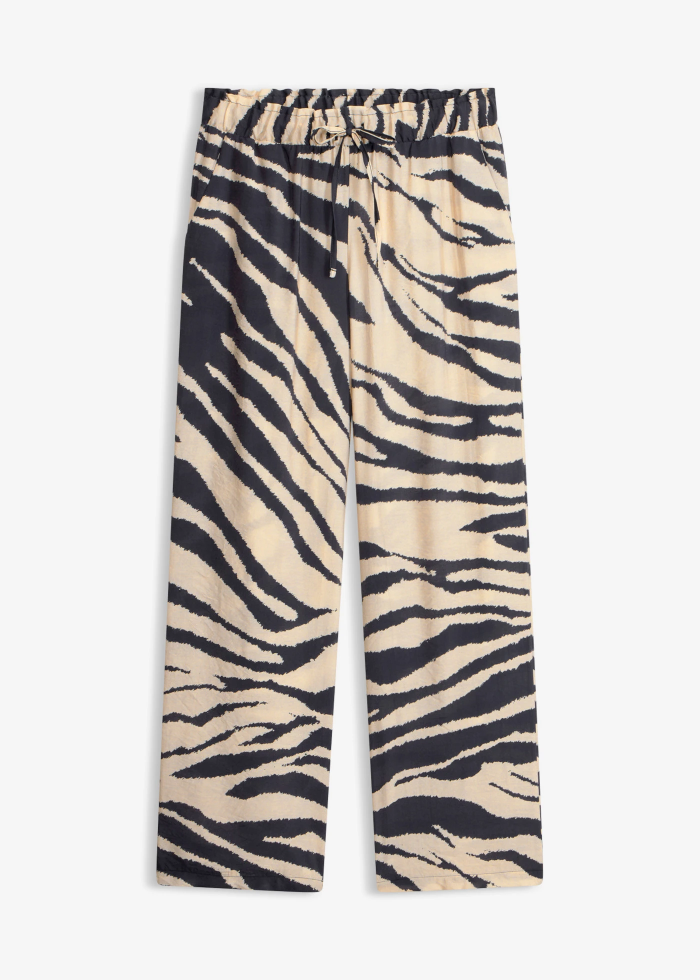Pantalon palazzo fluide en viscose mélangée • beige-noir imprimé zèbre • product-page.page-title-suffix