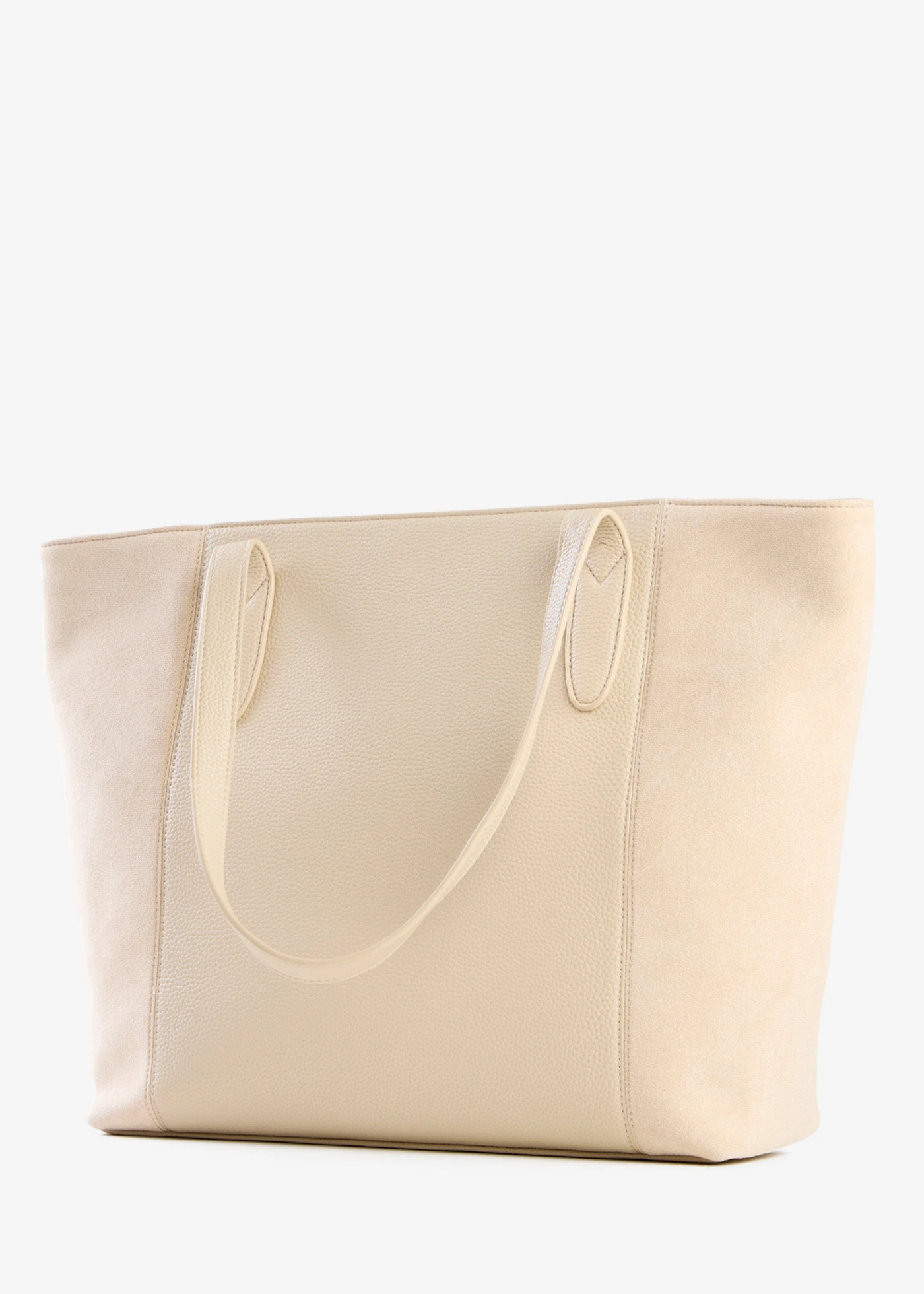 Geantă shopper mare din amestec de materiale • bej nisipiu mat • magazin bonprix