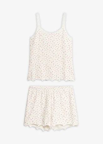 Pyjashort en matière côtelée • écru floral • Boutique bonprix