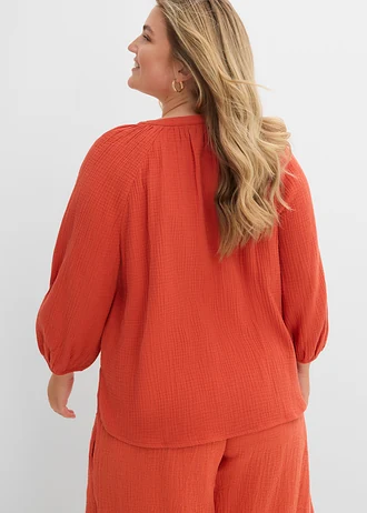 Blouse oversize en gaze de coton, Couleur: rouge cannelle