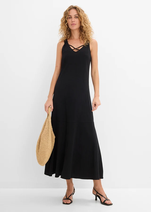 Rochie cu bretele din bumbac organic 100% • negru • magazin bonprix