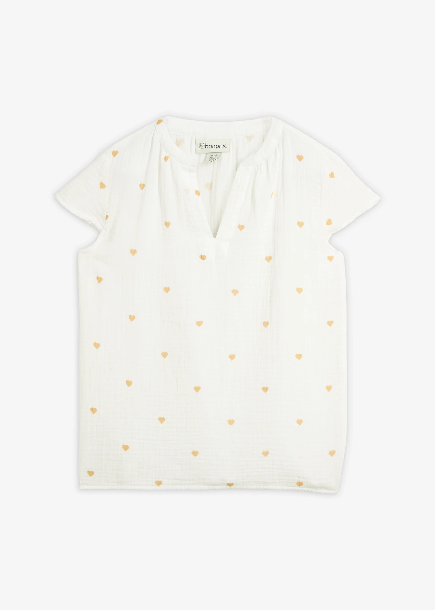 Mušelínová tunika • bílo-pískovcově hnědá s potiskem • bonprix obchod