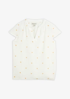 Mušelínová tunika • bílo-pískovcově hnědá s potiskem • bonprix obchod