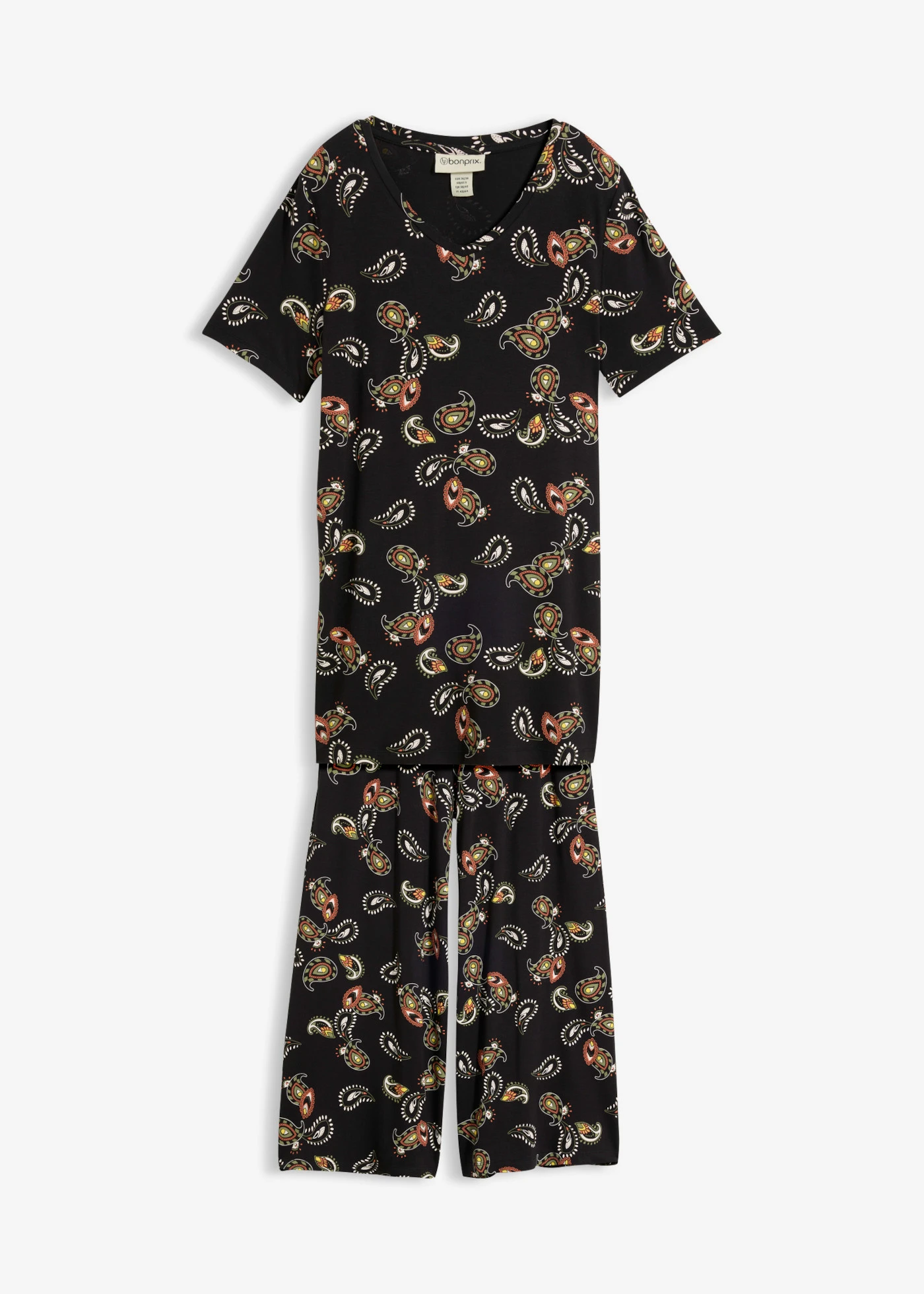 T-shirt et jupe-culotte en viscose fluide (ens. 2 pces) • noir paisley • product-page.page-title-suffix