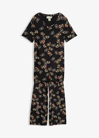 Shirt en culotte in een soepele viscosemix (2-dlg. set) • zwart • bonprix online shop