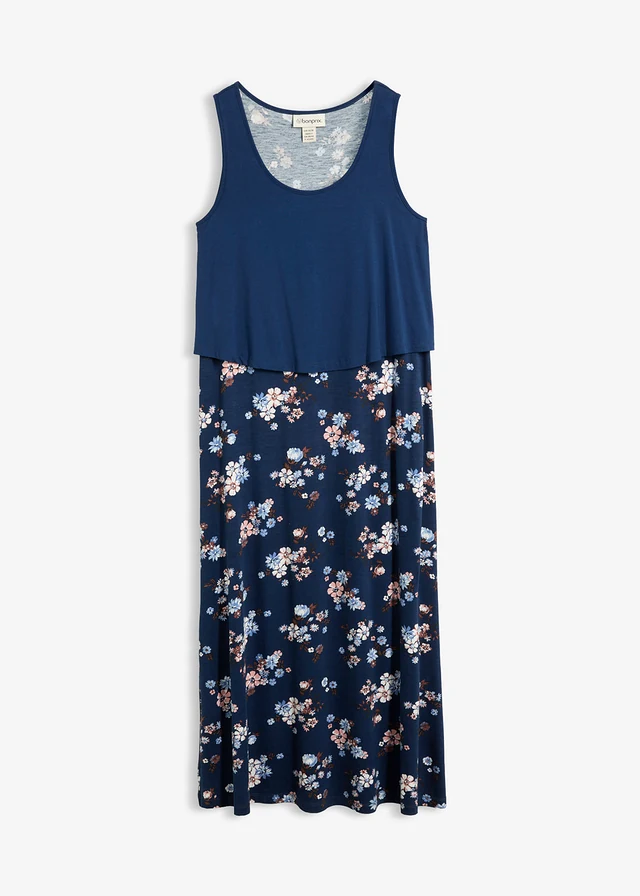 Robe longue en jersey viscose • bleu foncé/indigo/bleu poudré/rouge châtaigne/pêche/écru/noir floral • product-page.page-title-suffix