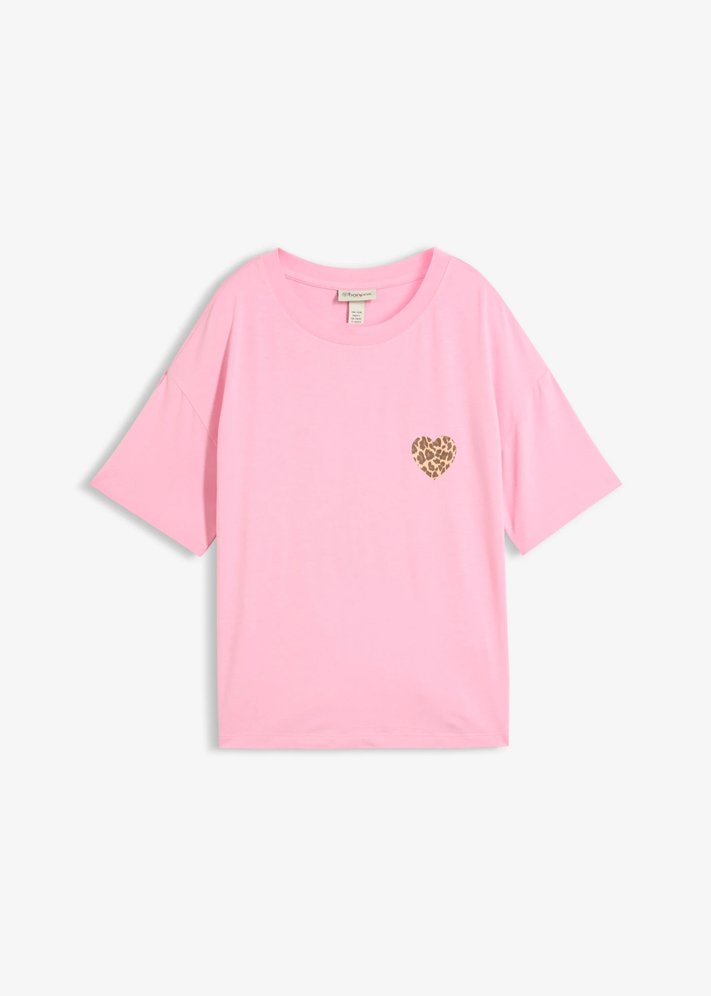 Krótki T-shirt z obniżoną linią ramion • jasnoróżowo-beżowy • sklep bonprix