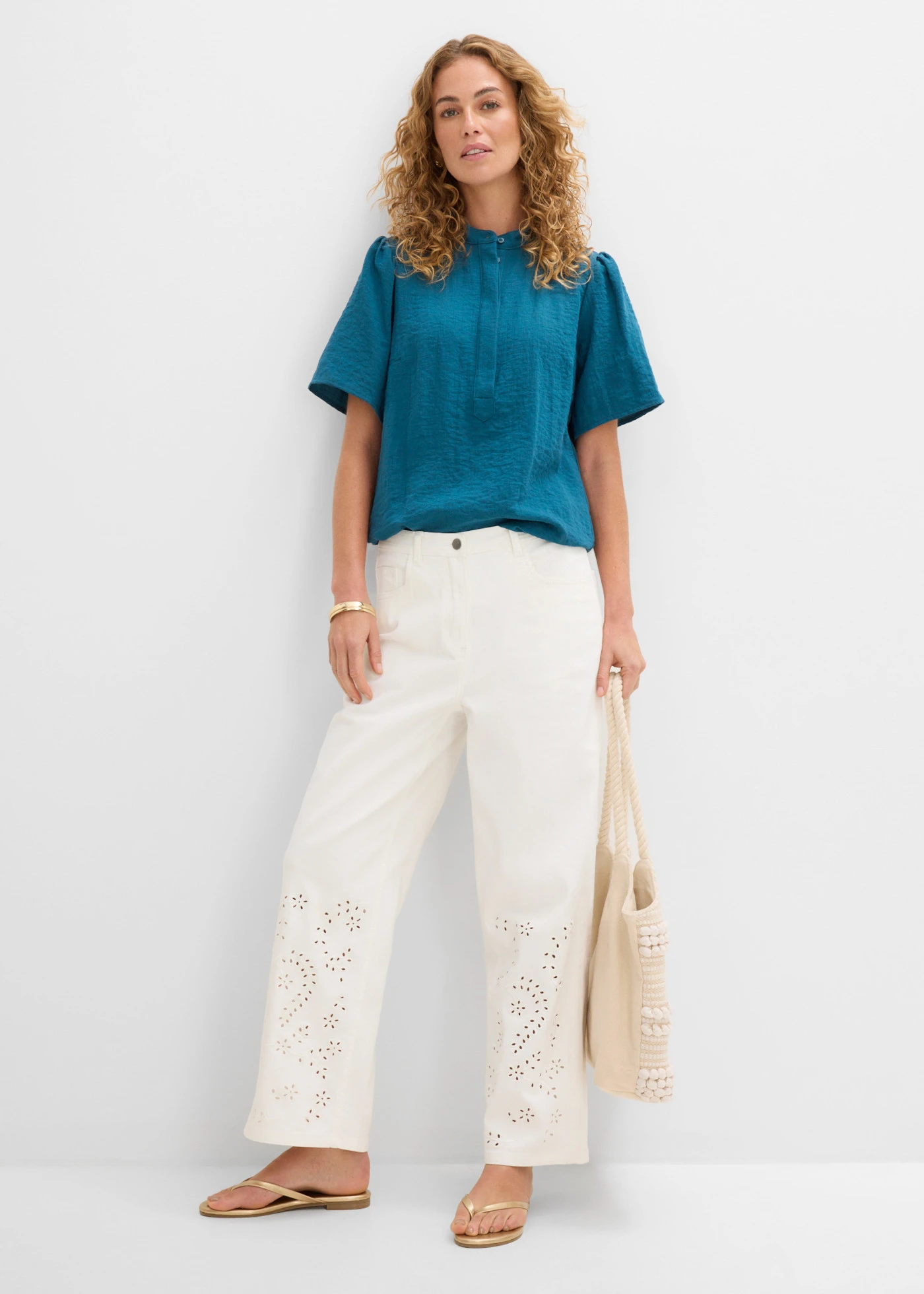 Blouse in een viscosemix • blauwpetrol • product-page.page-title-suffix