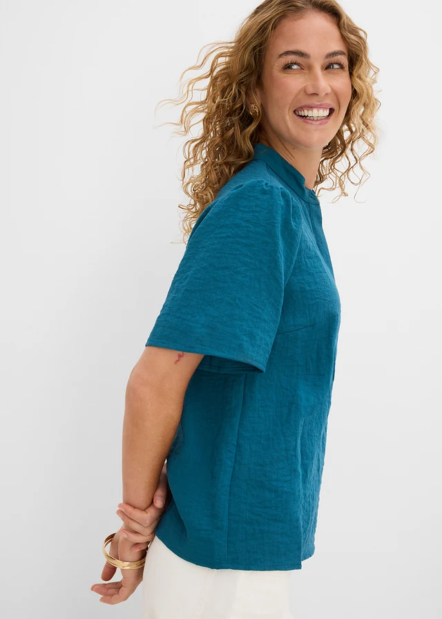 Blouse in een viscosemix • blauwpetrol • product-page.page-title-suffix