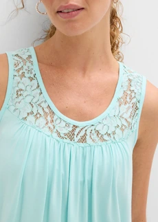 Top en viscose extensible et dentelle • bleu aqua • Boutique bonprix