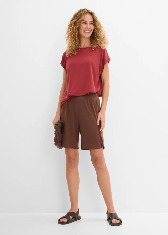 Bermuda taille extensible en matière douce • marron • product-page.page-title-suffix
