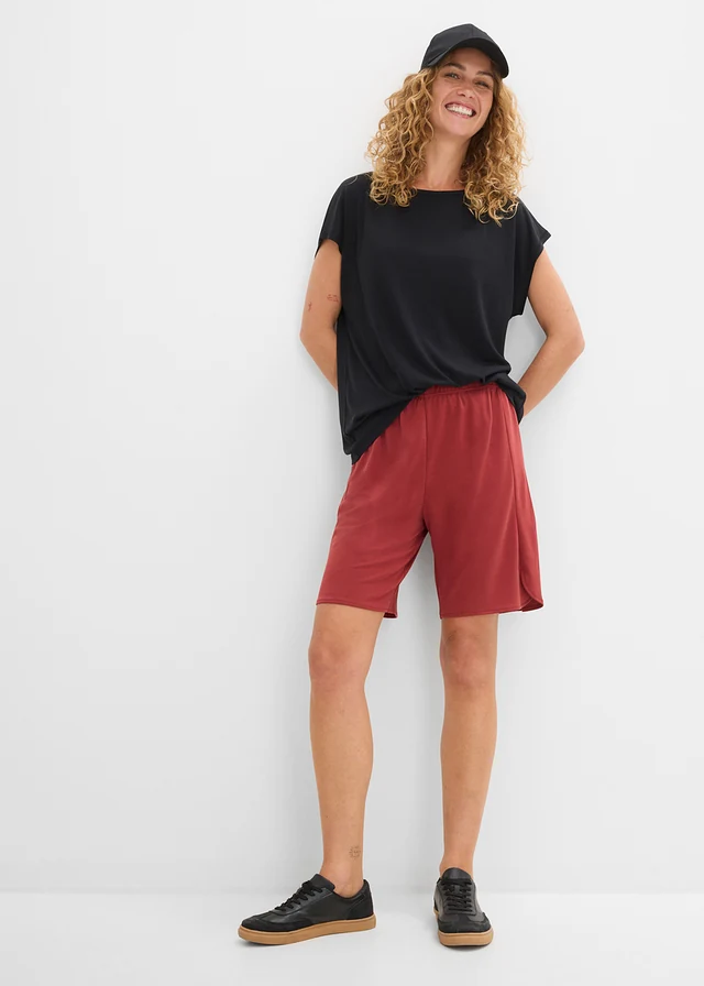 Instap bermuda van een zachte viscosemix, Kleur: woestijnrood