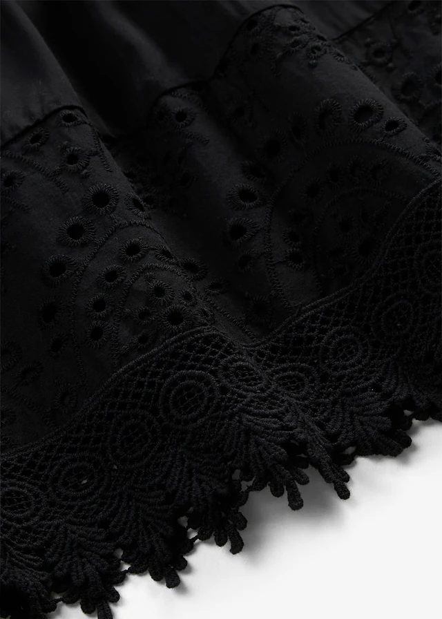 Jurk me spaghettibandjes en kant, van viscose • zwart • product-page.page-title-suffix