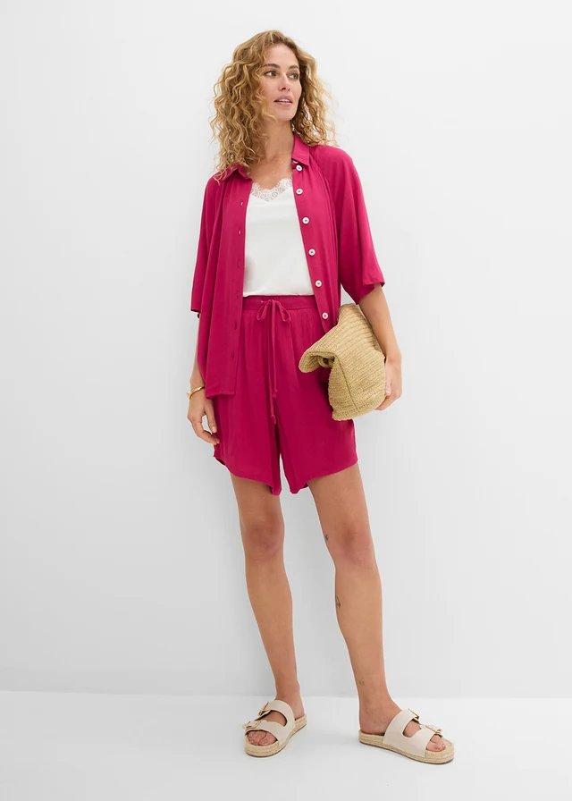 Short en viscose texturée à taille élastiquée • magenta • product-page.page-title-suffix