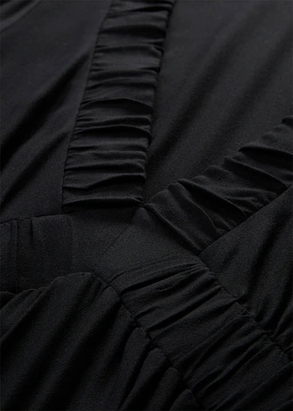 Stupňovité maxi šaty ze splývavé viskózy • černá plus size • bonprix obchod