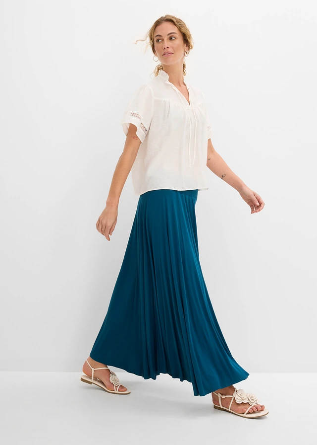Jersey rok van soepele viscose, Kleur: blauwpetrol