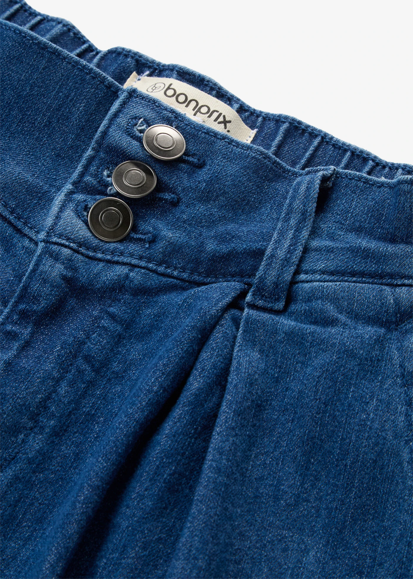 Jean large, taille haute et élastiquée, cropped • bleu stone • Boutique bonprix