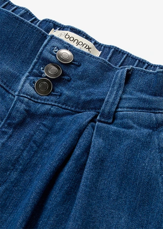 Jeansy wide leg, high waist z wygodną talią • niebieski "stone" • sklep bonprix