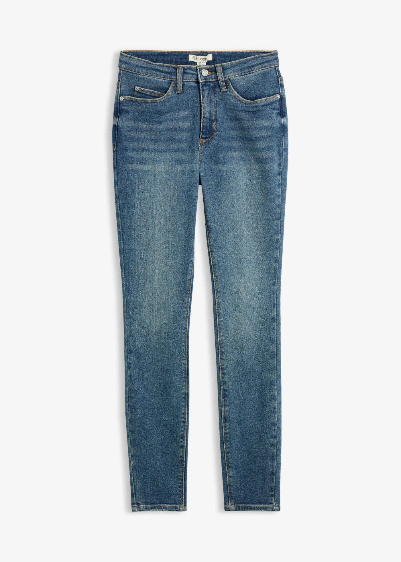 Jeansy skinny, high waist • niebieski kamienny • sklep bonprix