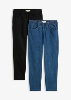 Lot de 2 pantalons 7/8 droits, taille mi-haute élastiquée