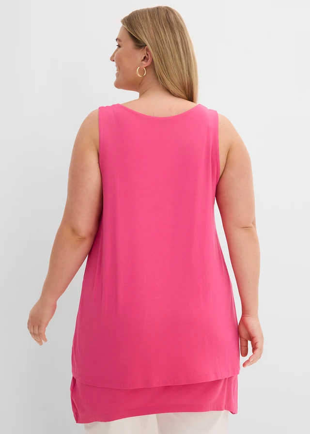 Top long double épaisseur en viscose extensible, Couleur: fuchsia