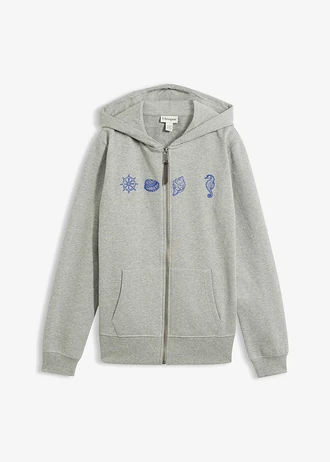 Sweat zippé à capuche, 100% coton