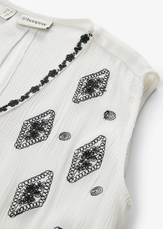 Blousetop van soepele viscose • wolwit-zwart • product-page.page-title-suffix
