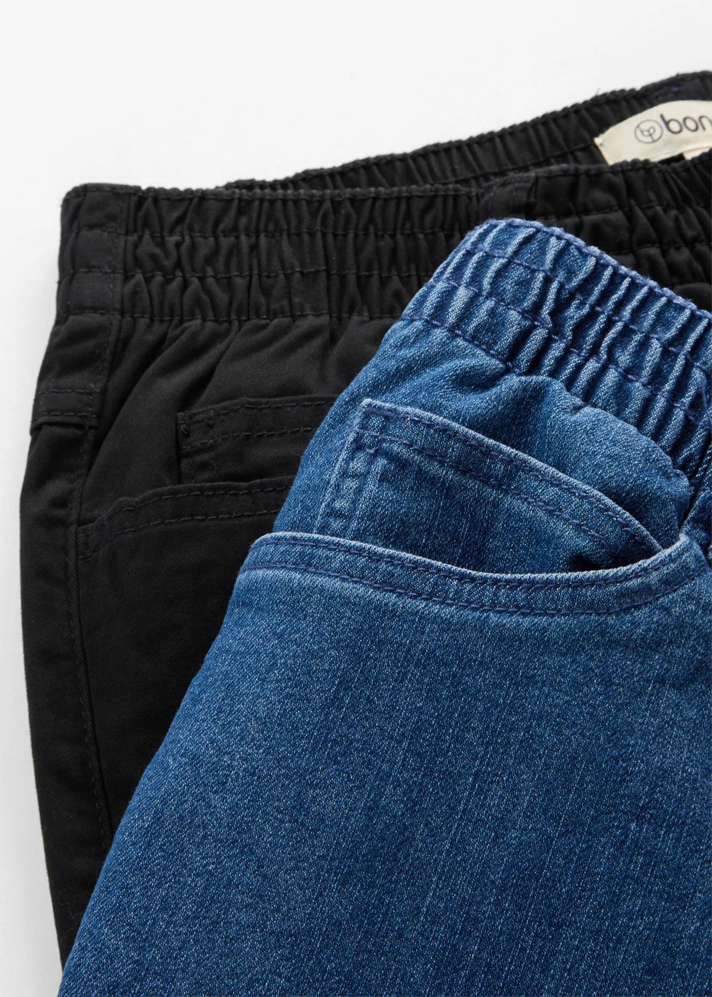 Straight farmer, Mid Waist, kényelmes derékpánttal (2 db-os csomag) • kék denim+fekete • bonprix áruház