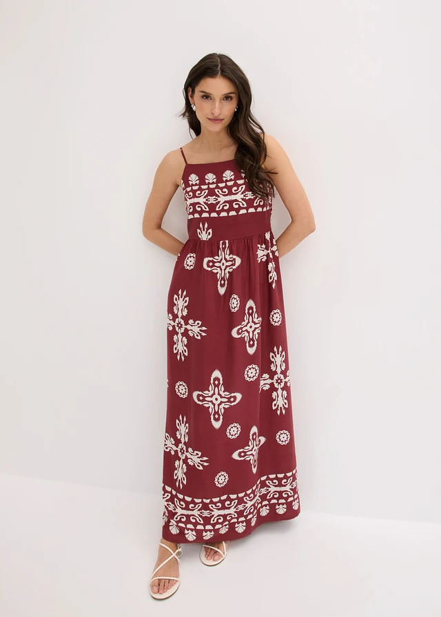Robe à bretelles en viscose fluide • bordeaux imprimé • product-page.page-title-suffix