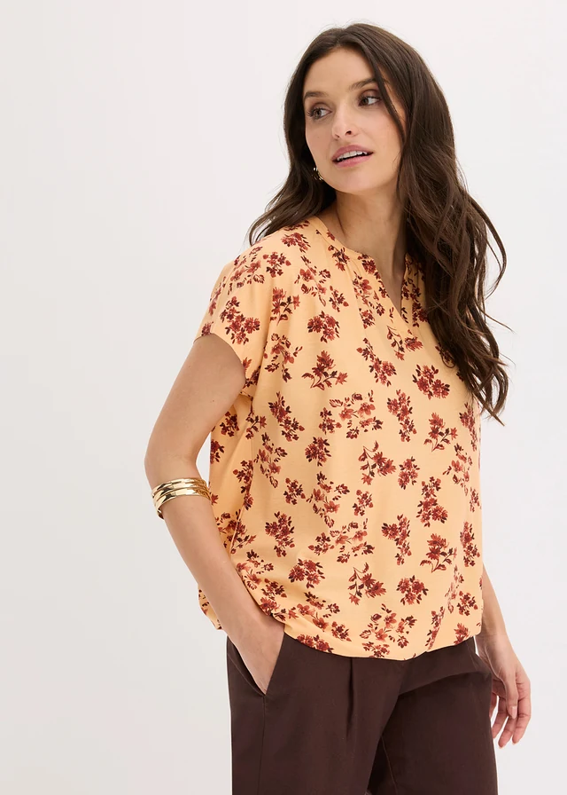 Tuniek shirt van zachte viscose • papaya-kaneelrood gebloemd • product-page.page-title-suffix