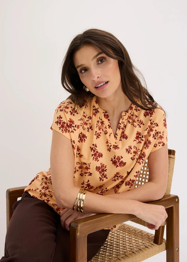 Tuniek shirt van zachte viscose • papaya-kaneelrood gebloemd • product-page.page-title-suffix