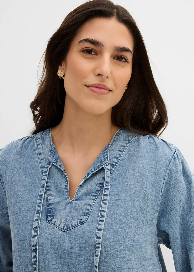 Rochie midi lejeră cu in • bleu denim • magazin bonprix