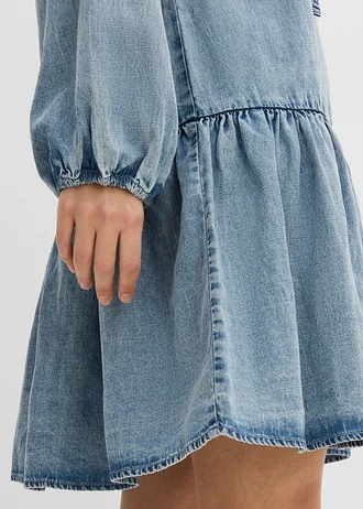 Midi šaty, ležérne, s plátnom • ľadovo modrá denim • obchod bonprix