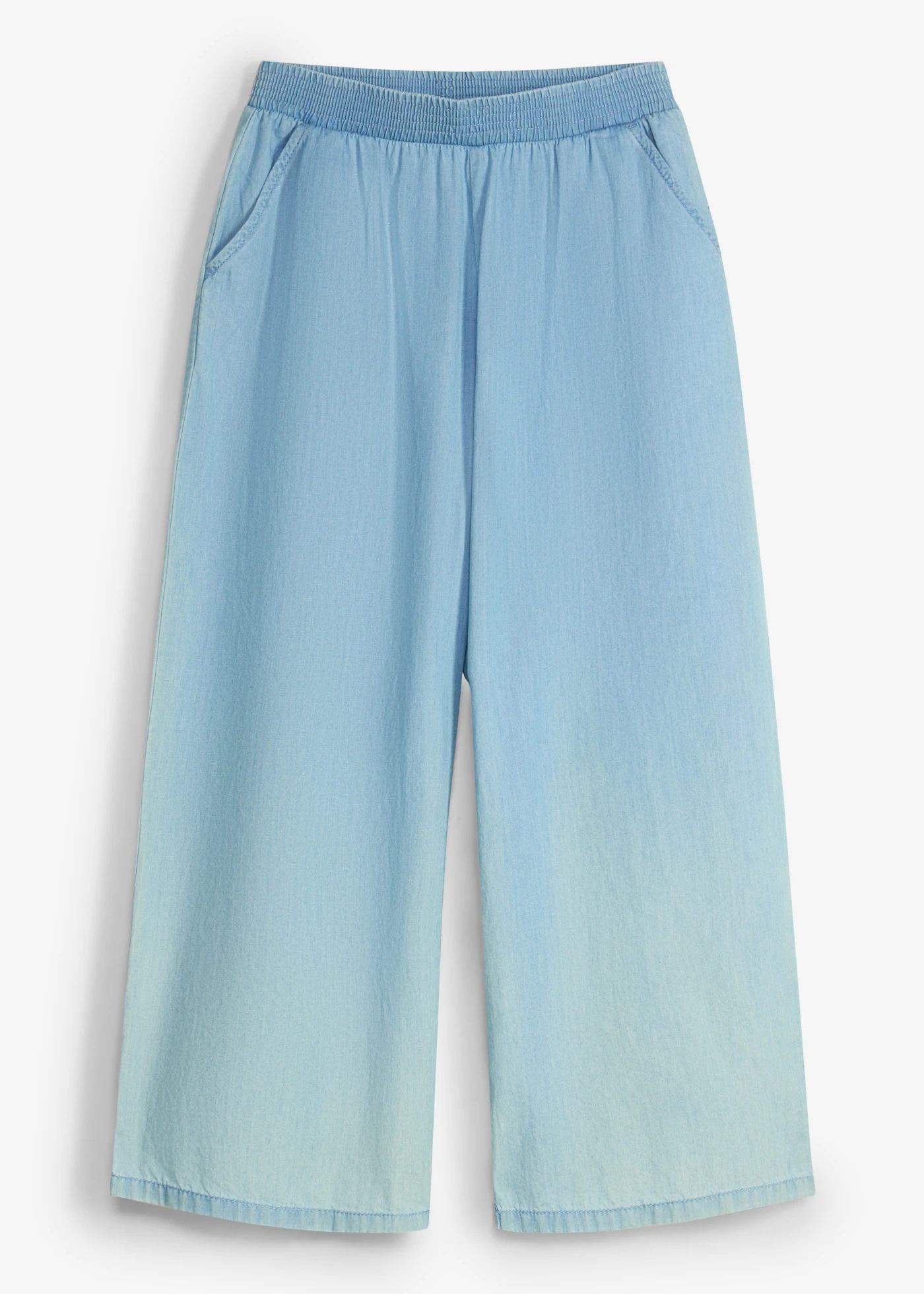 Pantaloni culotte din bumbac organic 100%, cu talie comodă • bleu denim • magazin bonprix