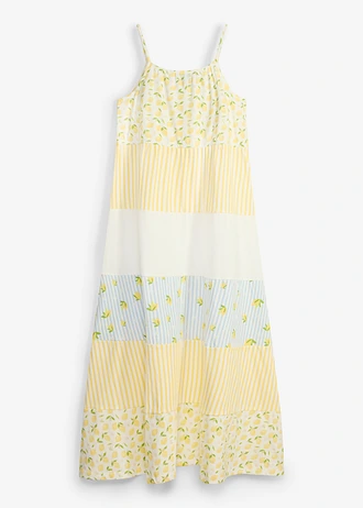 Rochie din jerse din bumbac organic 100%, culoare: ecru-galben deschis cu imprimeu