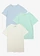 T-shirt z czystej bawełny (3 szt.), kolor: biel wełny+jasnomiętowy+niebieski pudrowy