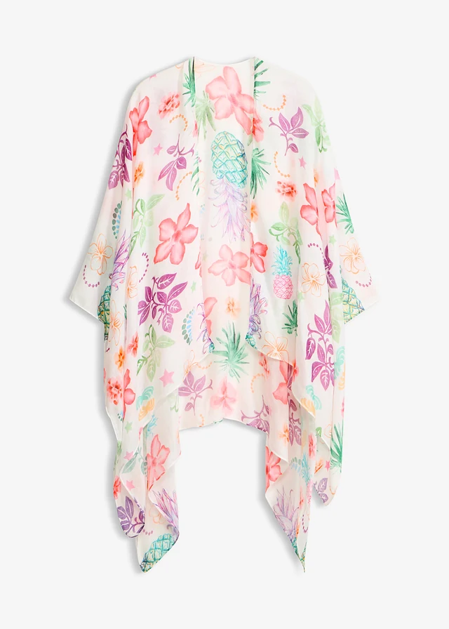 Lekkie letnie poncho, kolor: kremowy