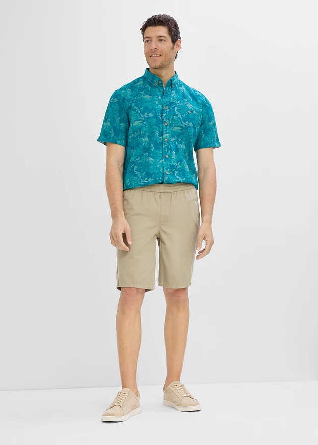 Chemise manches courtes en seersucker, Couleur: bleu océan