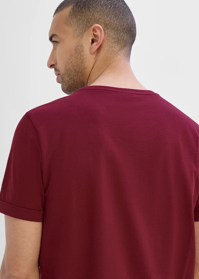 Tricou din bumbac organic • roșu-arțar, cu imprimeu • magazin bonprix