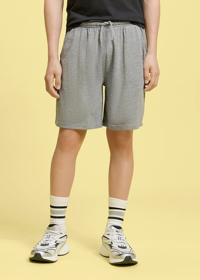 Lichte jersey short (set van 2), Kleur: donkerblauw+grijs gemêleerd