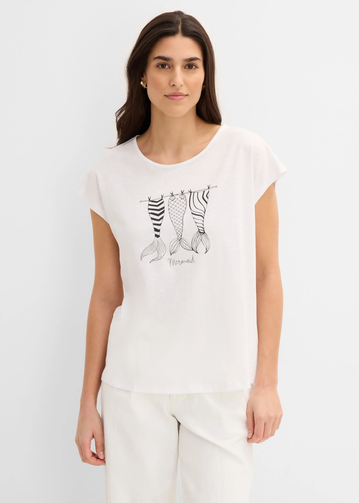 Długi T-shirt z czystej bawełny organicznej • biały • sklep bonprix