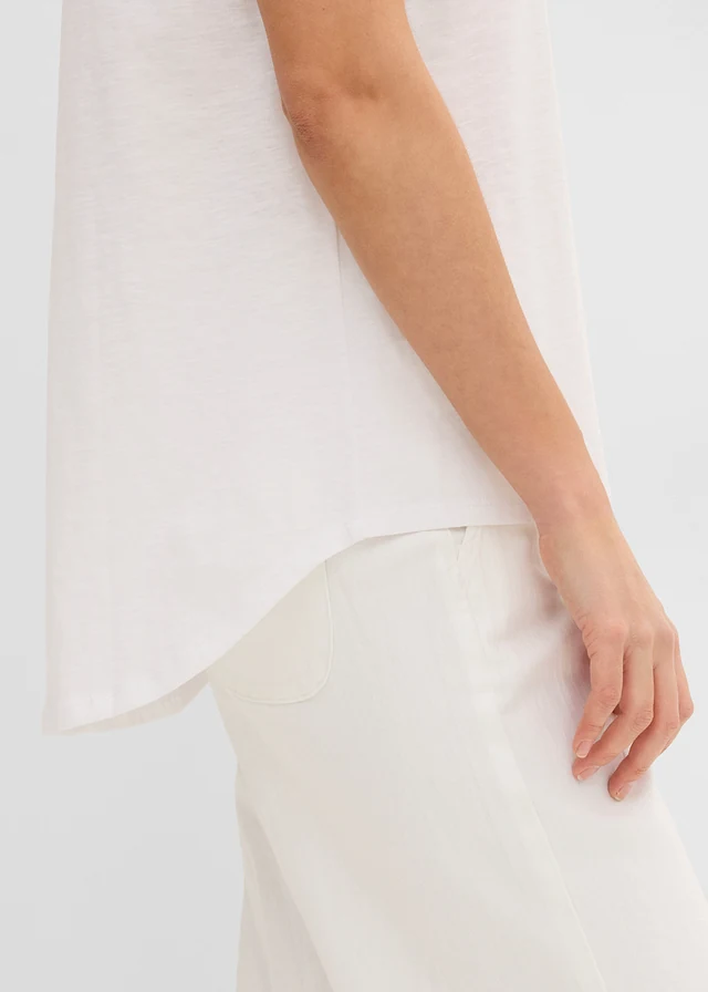 Bluză lungă din tricot 100% din bumbac organic • alb • magazin bonprix